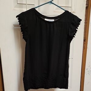 LOFT Black Lace Detail Blouse